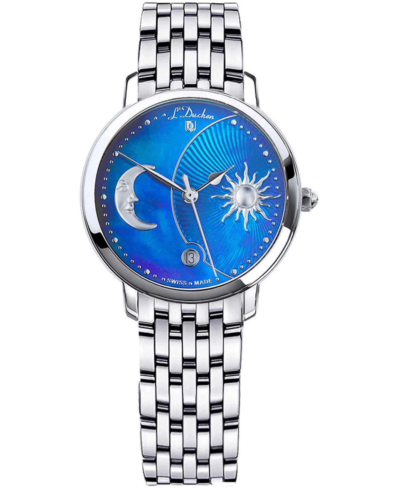 L'Duchen L'Duchen Day & Night D 781.10.32  D 781.10.32 кварцевые женские часы синий циферблат, браслет нержавеющая сталь — вид спереди